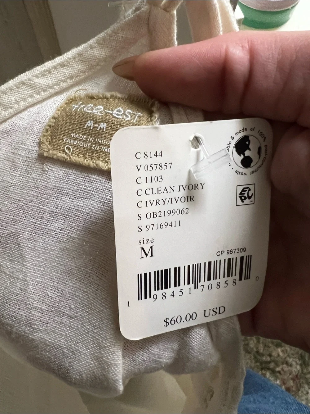FREE PEOPLE Free-Est - Beachside Cotton-Linen Mini Medium White NWT